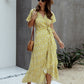 Floral Tied Flutter Sleeve Surplice Dress