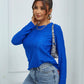 Eyelet Round Neck Long Sleeve Top