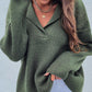 Shawl Collar Rib-Knit Sweater