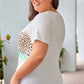 Plus Size Printed Contrast Round Neck Tee Shirt