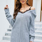 Spliced Lace Cold-Shoulder Tunic Sweater