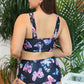 Plus Size Butterfly Print Crisscross High Waist Two-Piece Swim Set