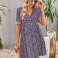 Floral Buttoned Puff Sleeve Dress