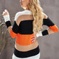 Color Block Drawstring Knit Top