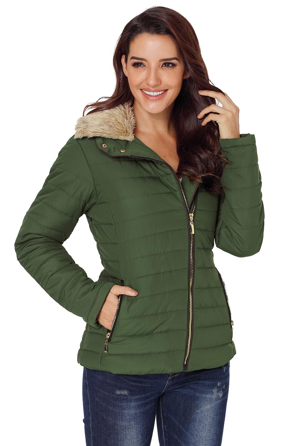 Faux Fur Trim Puffer Jacket