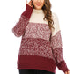 Color Block Turtleneck Knit Pullover