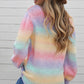 Gradient Stripes Bishop Sleeve Sweater