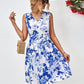 Floral V-Neck Tie Waist Sleeveless Dress