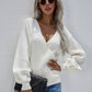 Lantern Sleeve Surplice Sweater
