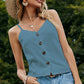 Buttoned V-Neck Spaghetti Strap Cami