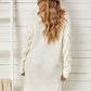 Turtleneck Side Slit Ribbed Trim Sweater Dress