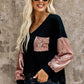 Contrast Sequin V-Neck Drop Shoulder Top
