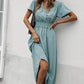 Smocked Waist Surplice Midi Dress