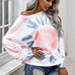Tie-Dye Boat Neck Batwing Sleeve Tee