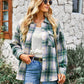 Plaid Button Front Curved Hem Shacket