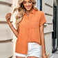 Button Front Short Sleeve Shirt