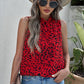 Leopard Print Ruffled Neck Tank Top