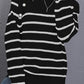 Striped Button Detail Round Neck Sweater