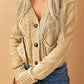 Mixed Knit Button Down Cardigan with Pockets