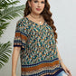 Bohemian Printed V-Neck Blouse