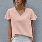 V-Neck Flutter Sleeve Blouse