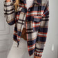 Plaid Button Front Brushed Shacket with Breast Pockets
