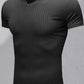 Ribbed V-Neck Short Sleeve Tee