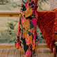 Plus Size Printed Square Neck Balloon Sleeve Dress