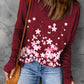 Floral Round Neck Thumbhole Sleeve Top