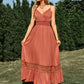 Spaghetti Strap Smocked Waist Spliced Lace Dress