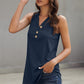 Ribbed Buttoned V-neck Tank