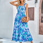 Floral Tie-Shoulder Frill Trim Smocked Dress