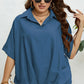 Plus Size Collared Half Sleeve Hem Detail Top