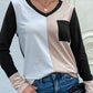 Spliced Long Sleeve Tee with Pocket