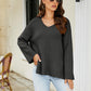 Drop Shoulder V-Neck Knit Pullover