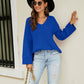 Drop Shoulder V-Neck Knit Pullover