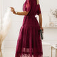 Swiss Dot Buttoned Smocked Waist Dress
