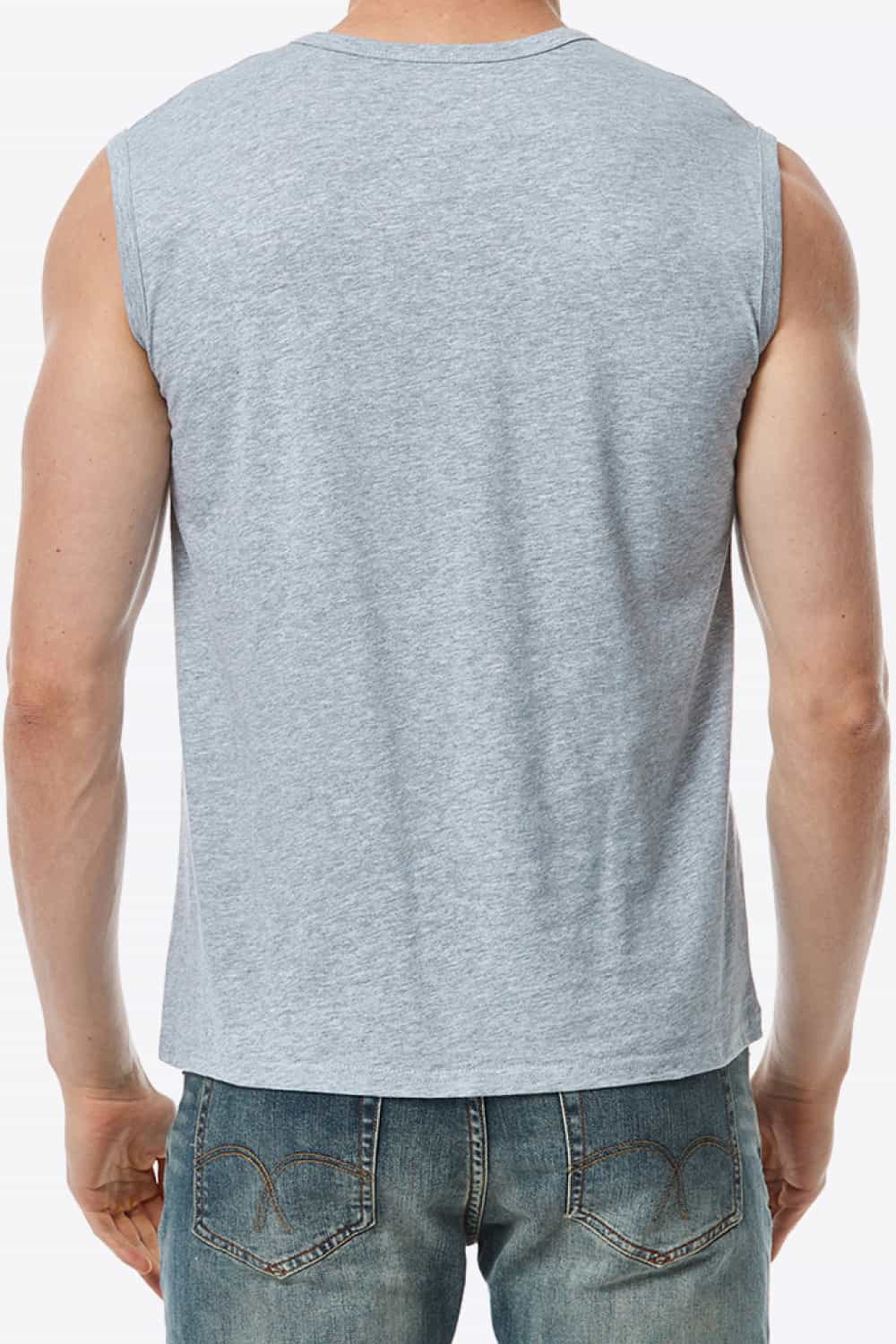 Buttoned Notched Neck Tank