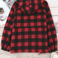 Plaid Half Zipper Drawstring Detail Hoodie