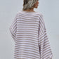 Striped Drop Shoulder V-Neck Pullover Sweater