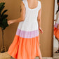 Color Block Ruffle Hem Tiered High-Low Dress