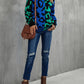 Cozy Weekends Leopard Ribbed Trim Dropped Shoulder Sweater