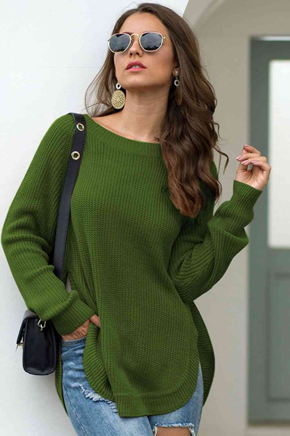 Round Neck Ribbed Knit Top