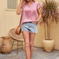 Flutter Sleeve Notched Neck Satin Blouse