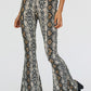 Snakeskin Print Flare Pants