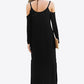 Cold-Shoulder Split Dress with Pockets