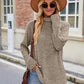 Ribbed Turtleneck Long Sleeve Slit Knit Top