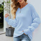 Bubble Sleeve Rib-Knit Sweater