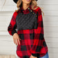 Plaid Raglan Sleeve Curved Hem Sweatshirt