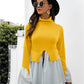 Color Block Patch Ruffle Hem Top